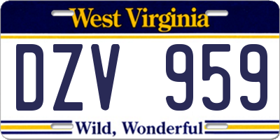 WV license plate DZV959