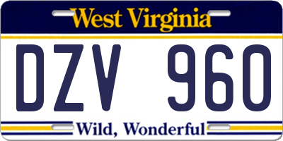 WV license plate DZV960