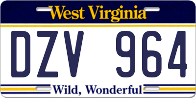 WV license plate DZV964