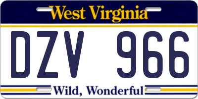 WV license plate DZV966