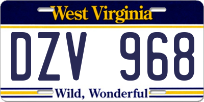 WV license plate DZV968