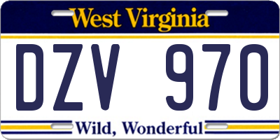 WV license plate DZV970