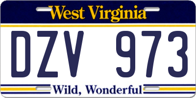 WV license plate DZV973
