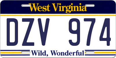 WV license plate DZV974