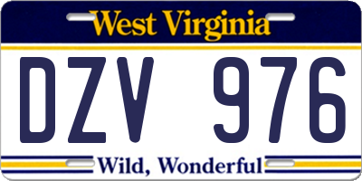 WV license plate DZV976