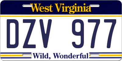 WV license plate DZV977