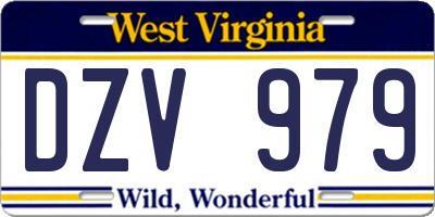 WV license plate DZV979