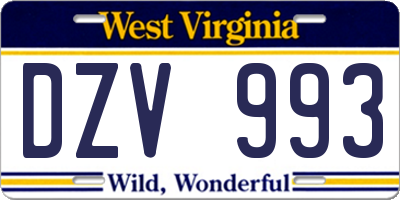 WV license plate DZV993