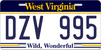 WV license plate DZV995