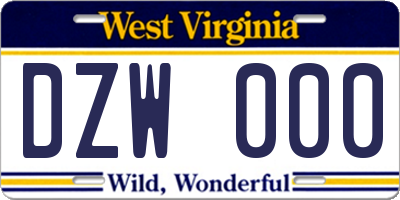 WV license plate DZW000