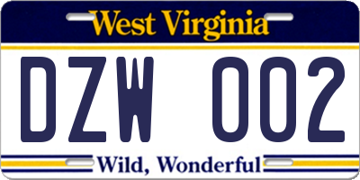 WV license plate DZW002