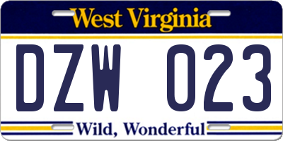 WV license plate DZW023