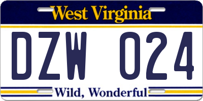 WV license plate DZW024