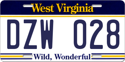 WV license plate DZW028