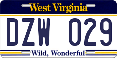 WV license plate DZW029