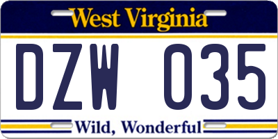 WV license plate DZW035