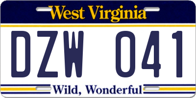 WV license plate DZW041