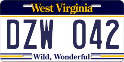 WV license plate DZW042