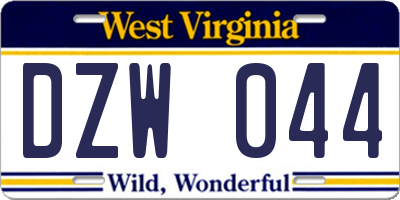 WV license plate DZW044