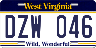 WV license plate DZW046