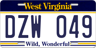 WV license plate DZW049