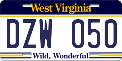 WV license plate DZW050