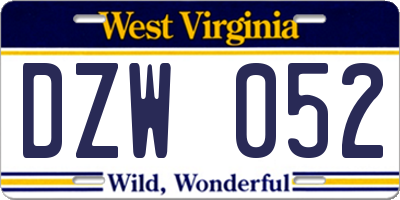 WV license plate DZW052