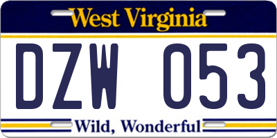 WV license plate DZW053