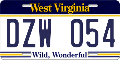 WV license plate DZW054