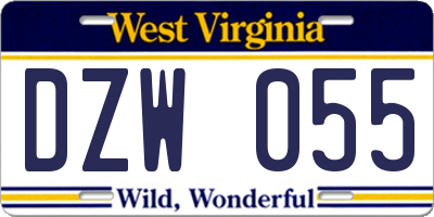 WV license plate DZW055