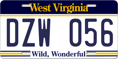 WV license plate DZW056