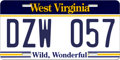 WV license plate DZW057