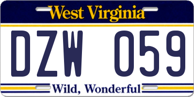 WV license plate DZW059