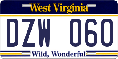 WV license plate DZW060