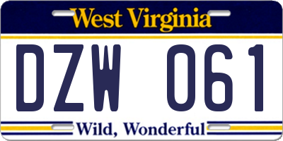 WV license plate DZW061