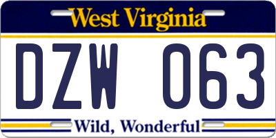 WV license plate DZW063