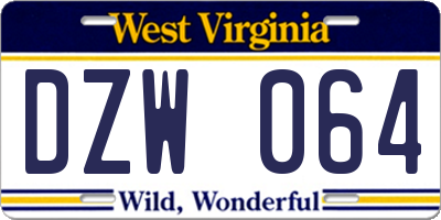 WV license plate DZW064