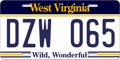 WV license plate DZW065