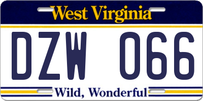 WV license plate DZW066