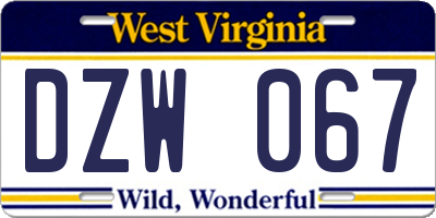 WV license plate DZW067