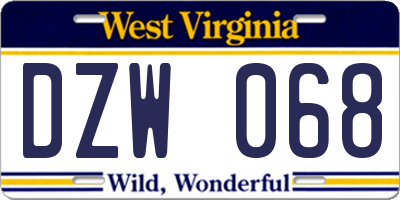 WV license plate DZW068