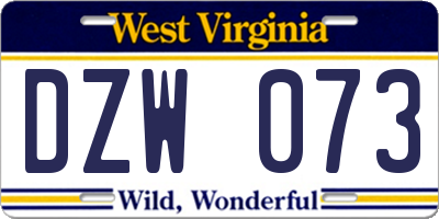 WV license plate DZW073