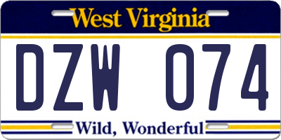 WV license plate DZW074