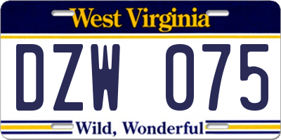 WV license plate DZW075