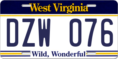 WV license plate DZW076