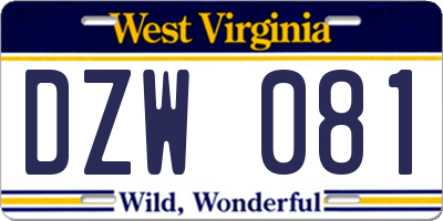 WV license plate DZW081