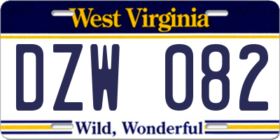 WV license plate DZW082