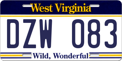 WV license plate DZW083