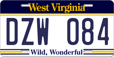 WV license plate DZW084