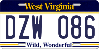 WV license plate DZW086